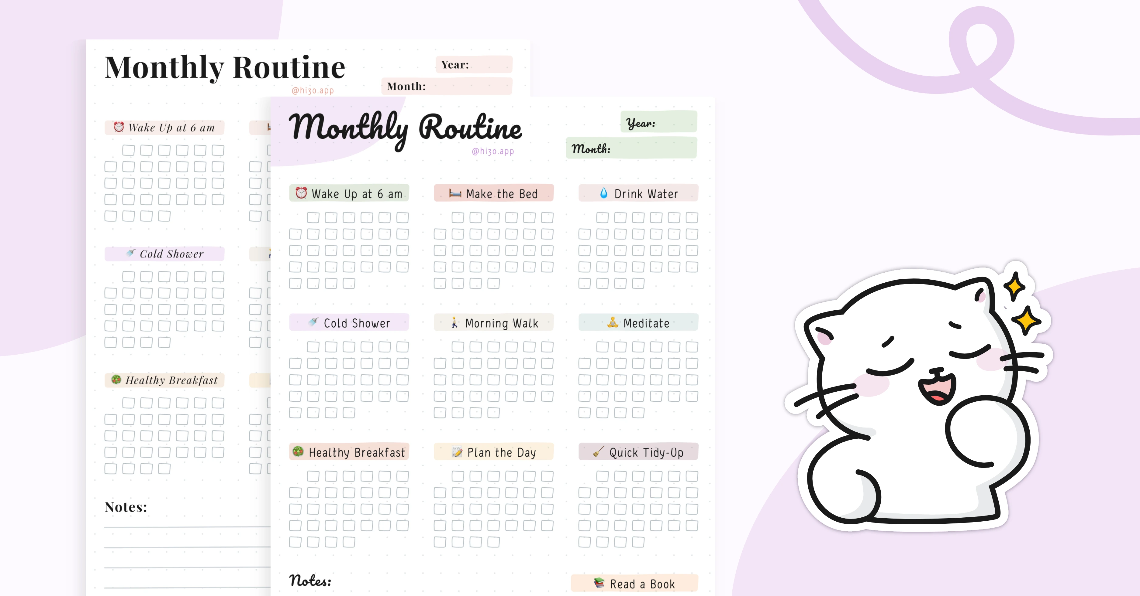 Monthly Habit Tracker Printable | Hizo: Habit Tracker & Todo