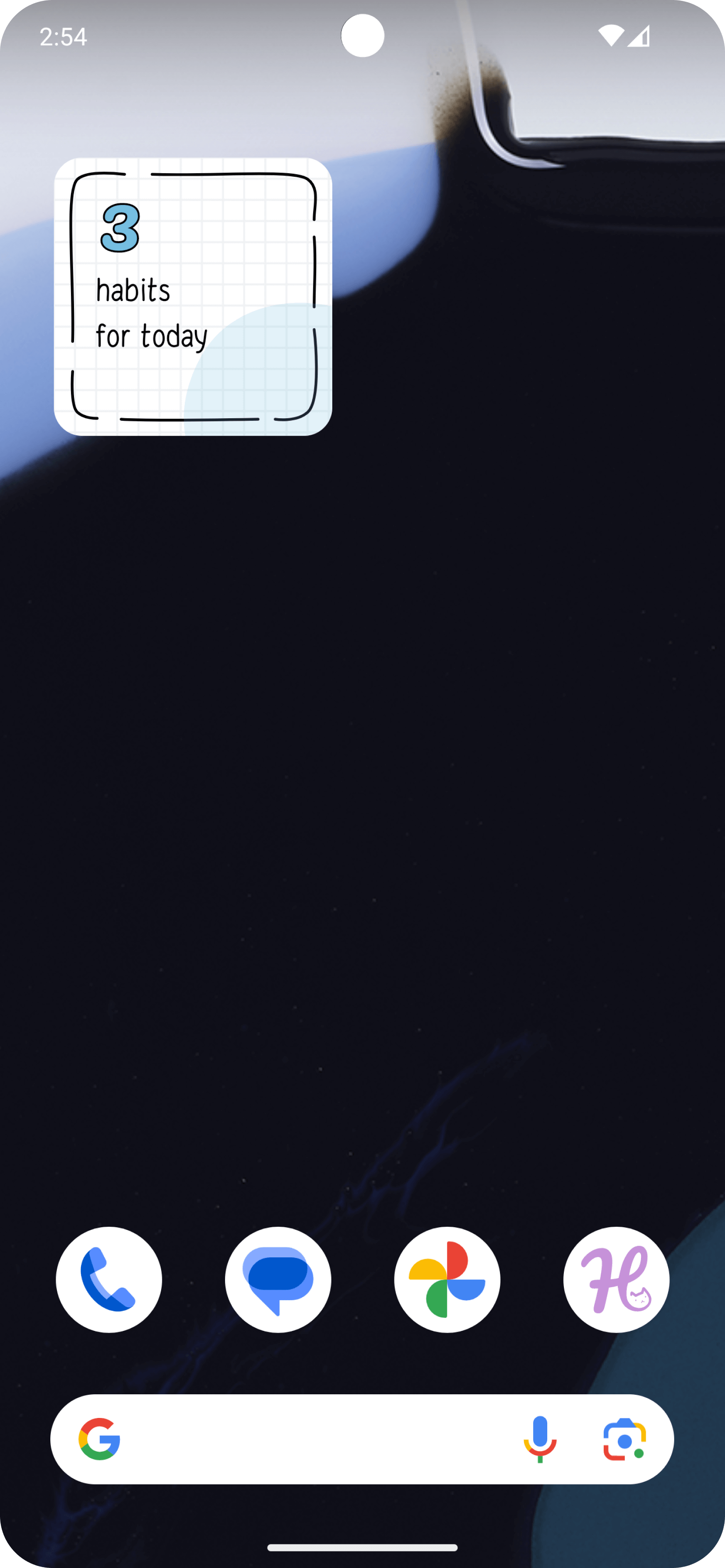 Android Home Screen with the Counter widget which show the number that have already been completed.